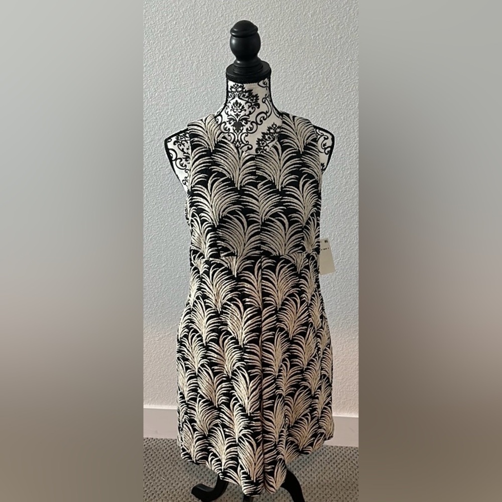 Rachel Roy Black & White Palm Leaf Print Dress Size L NWT - Picture 7 of 12
